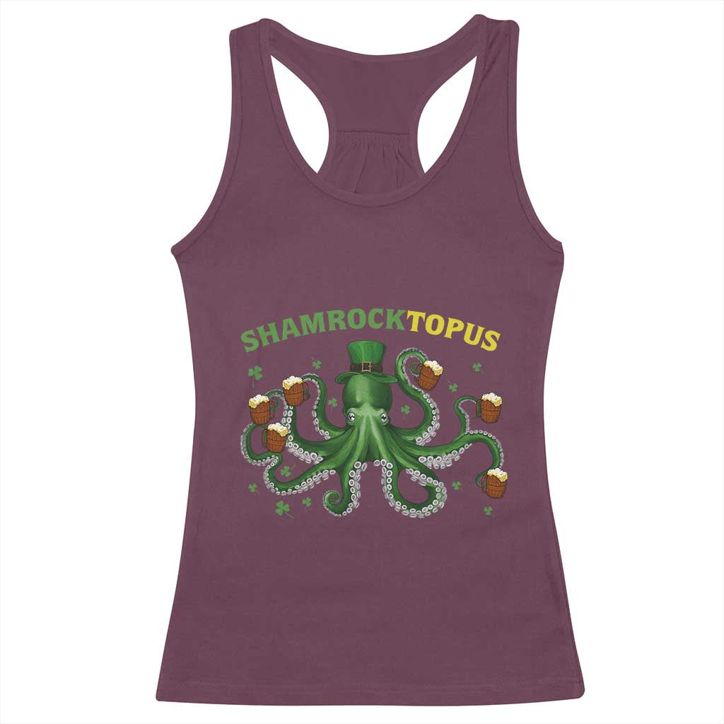 Funny St Patrick's Day Octopus Shamrocktopus Racerback Tank Top Irish Beer Mug