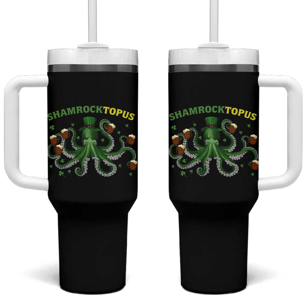 Funny St Patrick's Day Octopus Shamrocktopus Tumbler With Handle Irish Beer Mug
