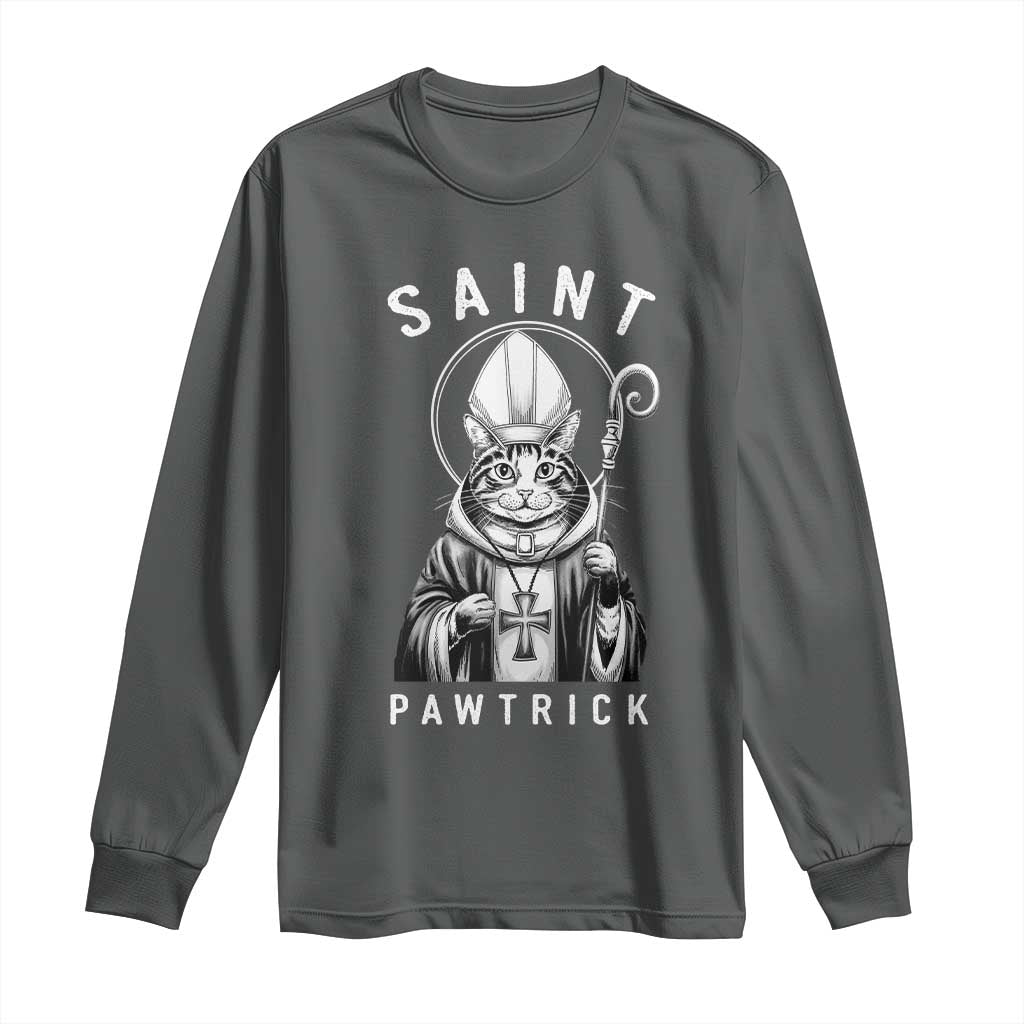 Funny St Patrick's Day Cat Long Sleeve Shirt Saint Pawtrick