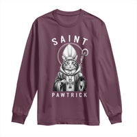 Funny St Patrick's Day Cat Long Sleeve Shirt Saint Pawtrick