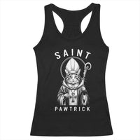 Funny St Patrick's Day Cat Racerback Tank Top Saint Pawtrick