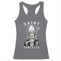 Funny St Patrick's Day Cat Racerback Tank Top Saint Pawtrick