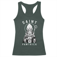 Funny St Patrick's Day Cat Racerback Tank Top Saint Pawtrick