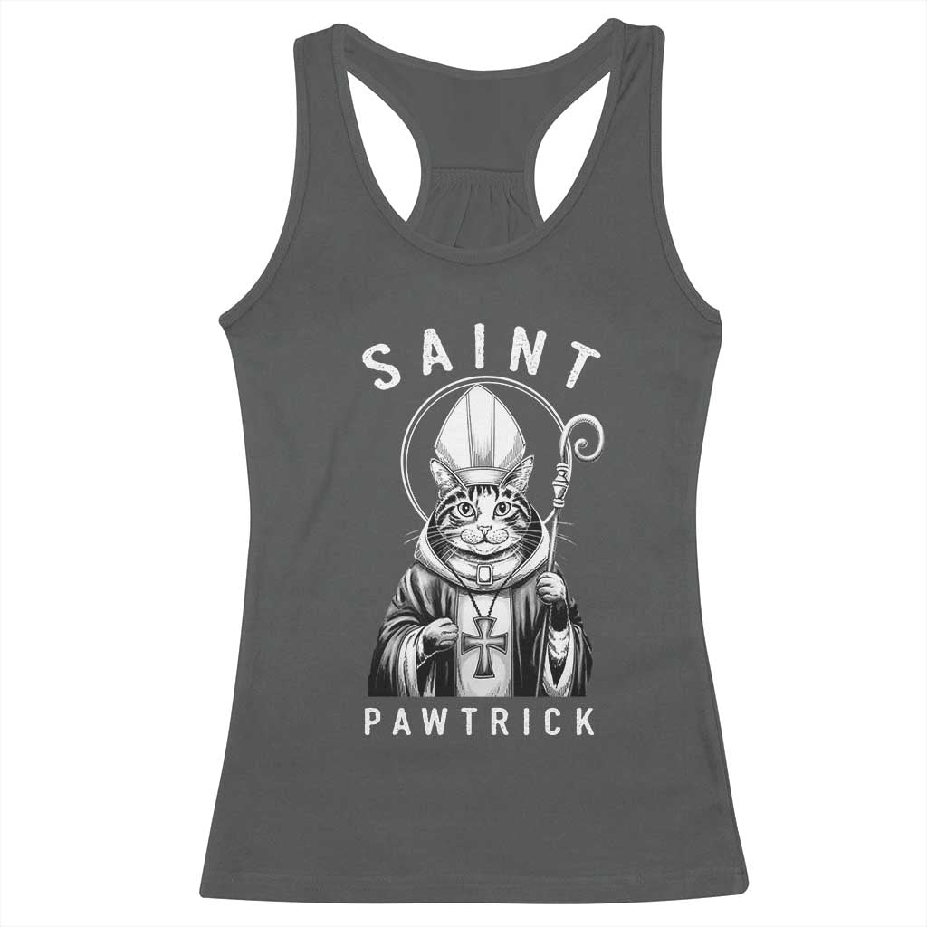 Funny St Patrick's Day Cat Racerback Tank Top Saint Pawtrick