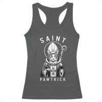 Funny St Patrick's Day Cat Racerback Tank Top Saint Pawtrick