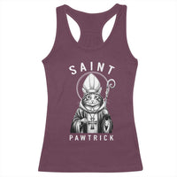Funny St Patrick's Day Cat Racerback Tank Top Saint Pawtrick