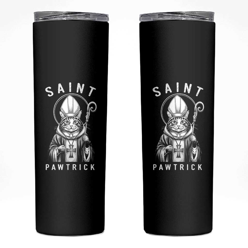Funny St Patrick's Day Cat Skinny Tumbler Saint Pawtrick