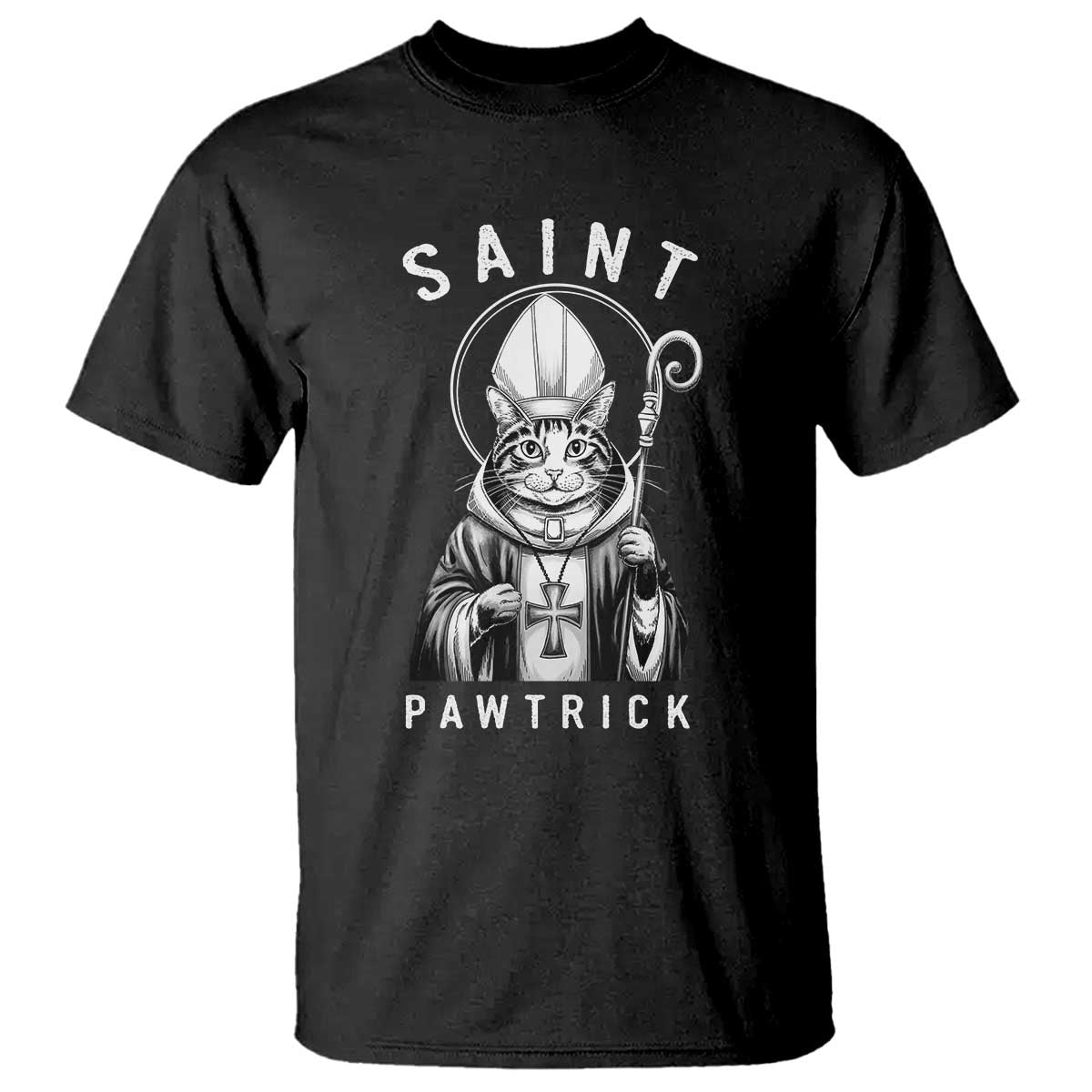 Funny St Patrick's Day Cat T Shirt Saint Pawtrick