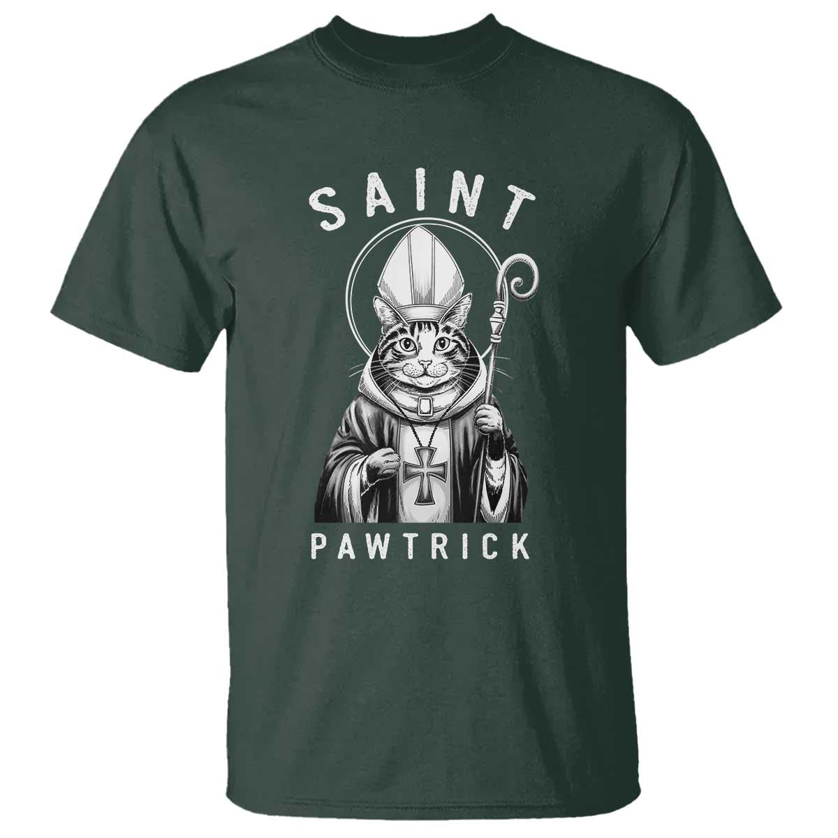 Funny St Patrick's Day Cat T Shirt Saint Pawtrick