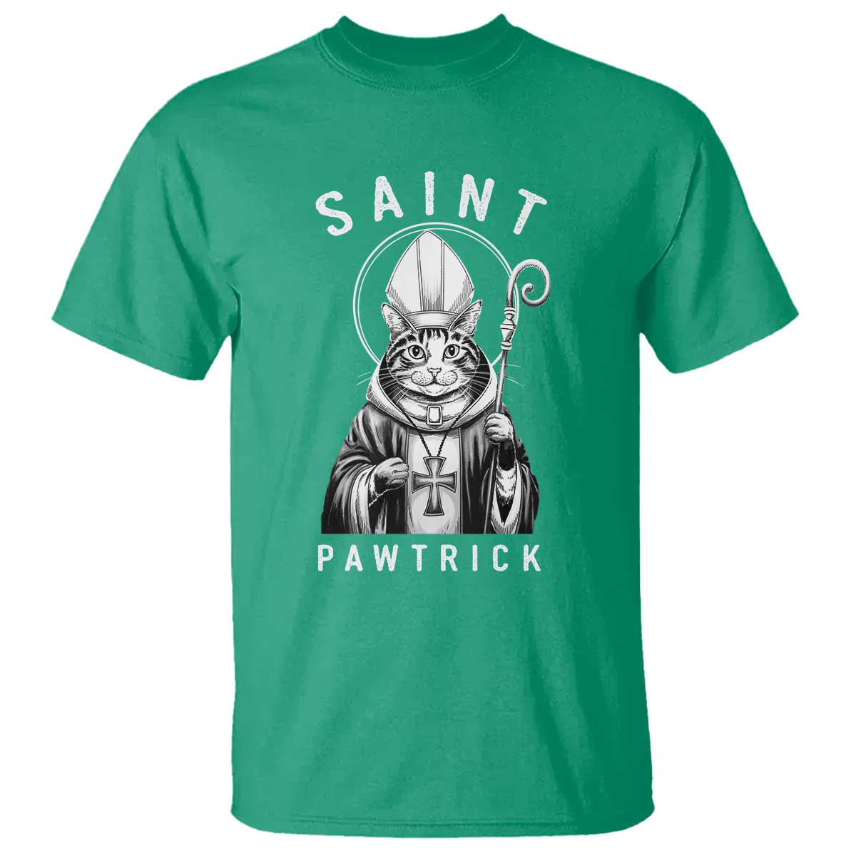 Funny St Patrick's Day Cat T Shirt Saint Pawtrick
