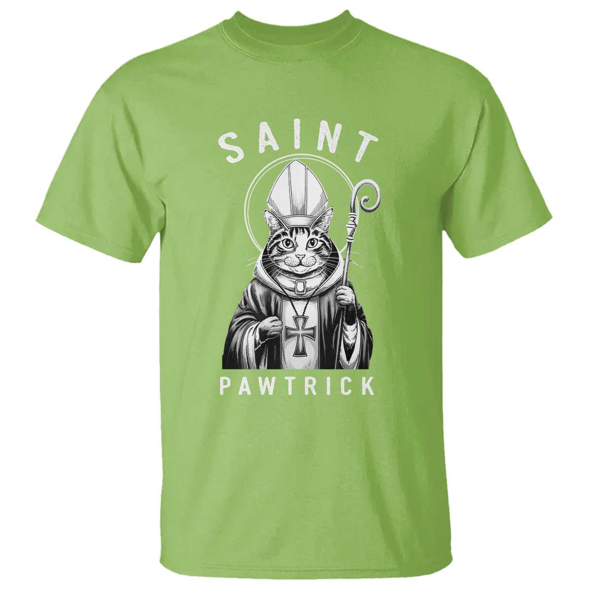 Funny St Patrick's Day Cat T Shirt Saint Pawtrick