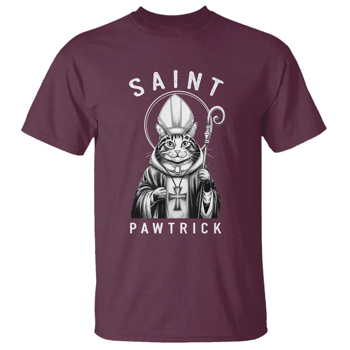 Funny St Patrick's Day Cat T Shirt Saint Pawtrick