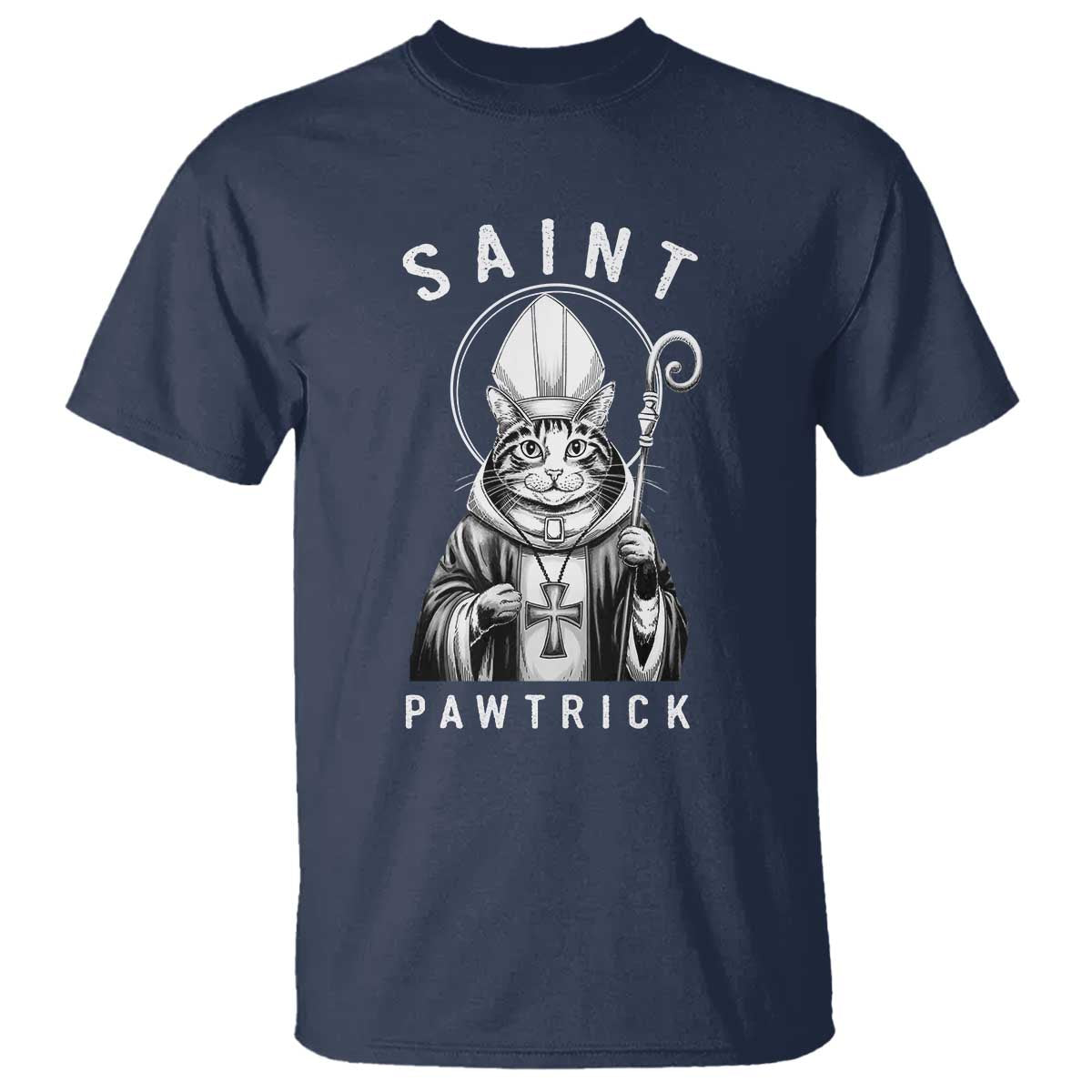 Funny St Patrick's Day Cat T Shirt Saint Pawtrick