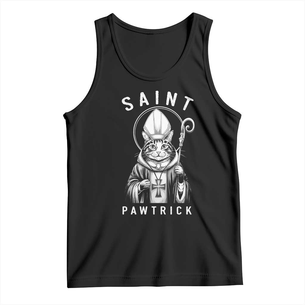 Funny St Patrick's Day Cat Tank Top Saint Pawtrick