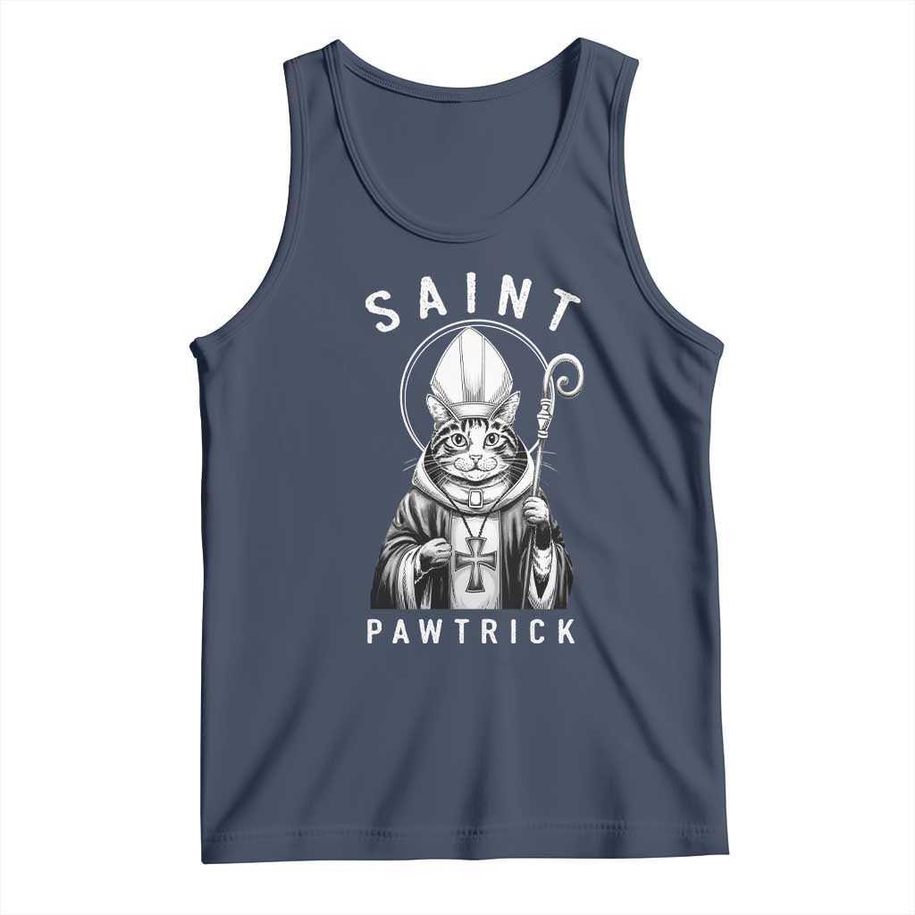 Funny St Patrick's Day Cat Tank Top Saint Pawtrick