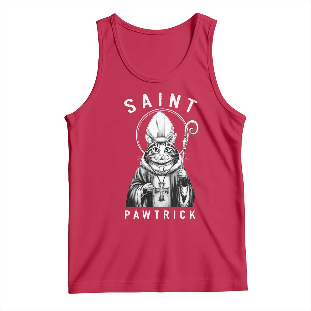 Funny St Patrick's Day Cat Tank Top Saint Pawtrick