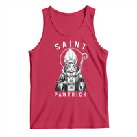 Funny St Patrick's Day Cat Tank Top Saint Pawtrick