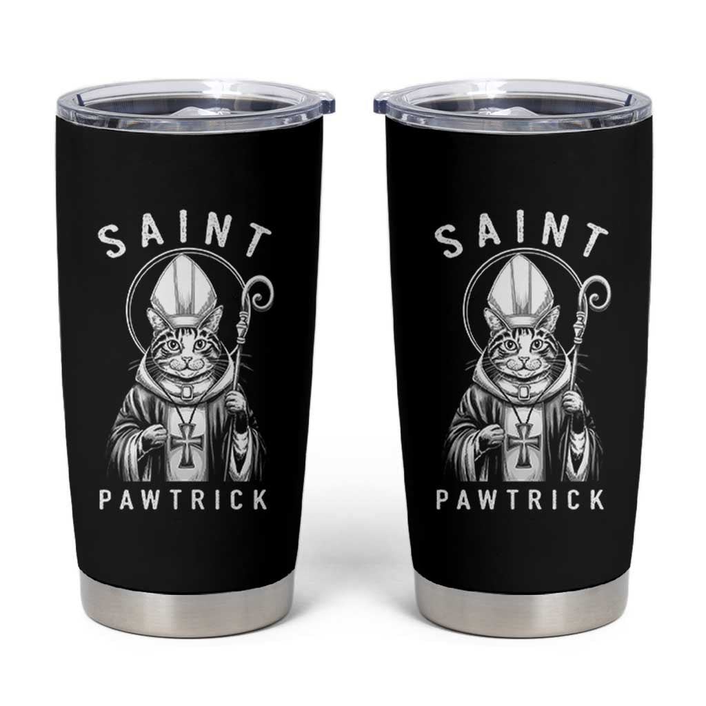 Funny St Patrick's Day Cat Tumbler Cup Saint Pawtrick