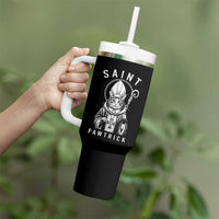 Funny St Patrick's Day Cat Tumbler With Handle Saint Pawtrick