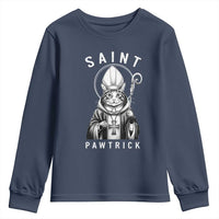 Funny St Patrick's Day Cat Youth Sweatshirt Saint Pawtrick