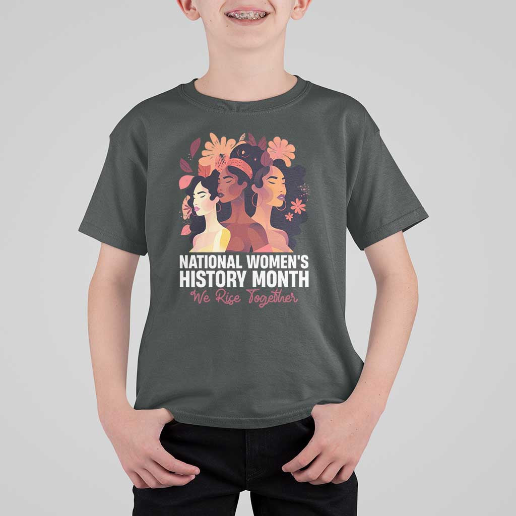 National Women's History Month We Rise Together T Shirt For Kid