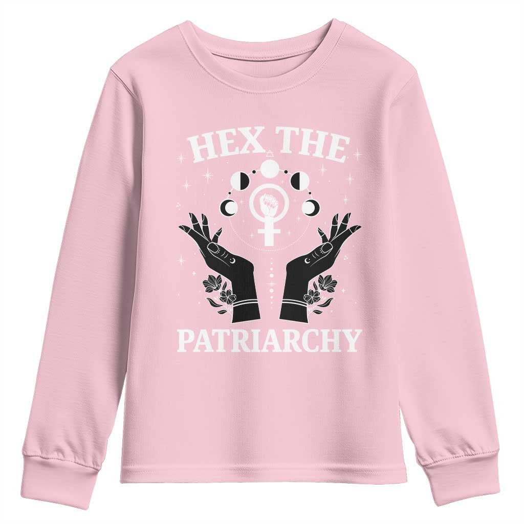 Hex The Patriarchy Youth Sweatshirt Feminist Witch Female Symbol
