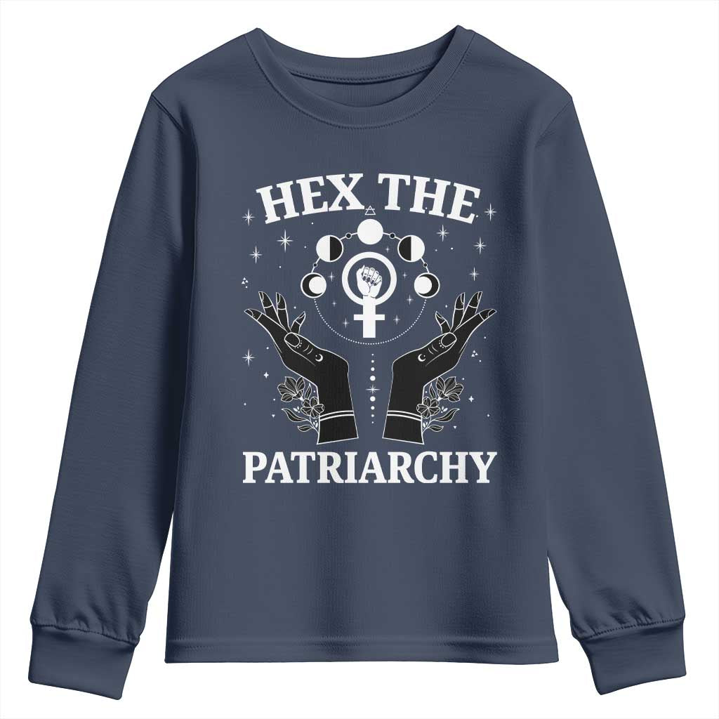 Hex The Patriarchy Youth Sweatshirt Feminist Witch Female Symbol