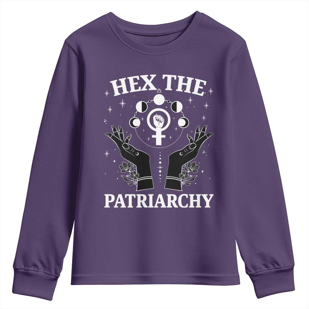 Hex The Patriarchy Youth Sweatshirt Feminist Witch Female Symbol