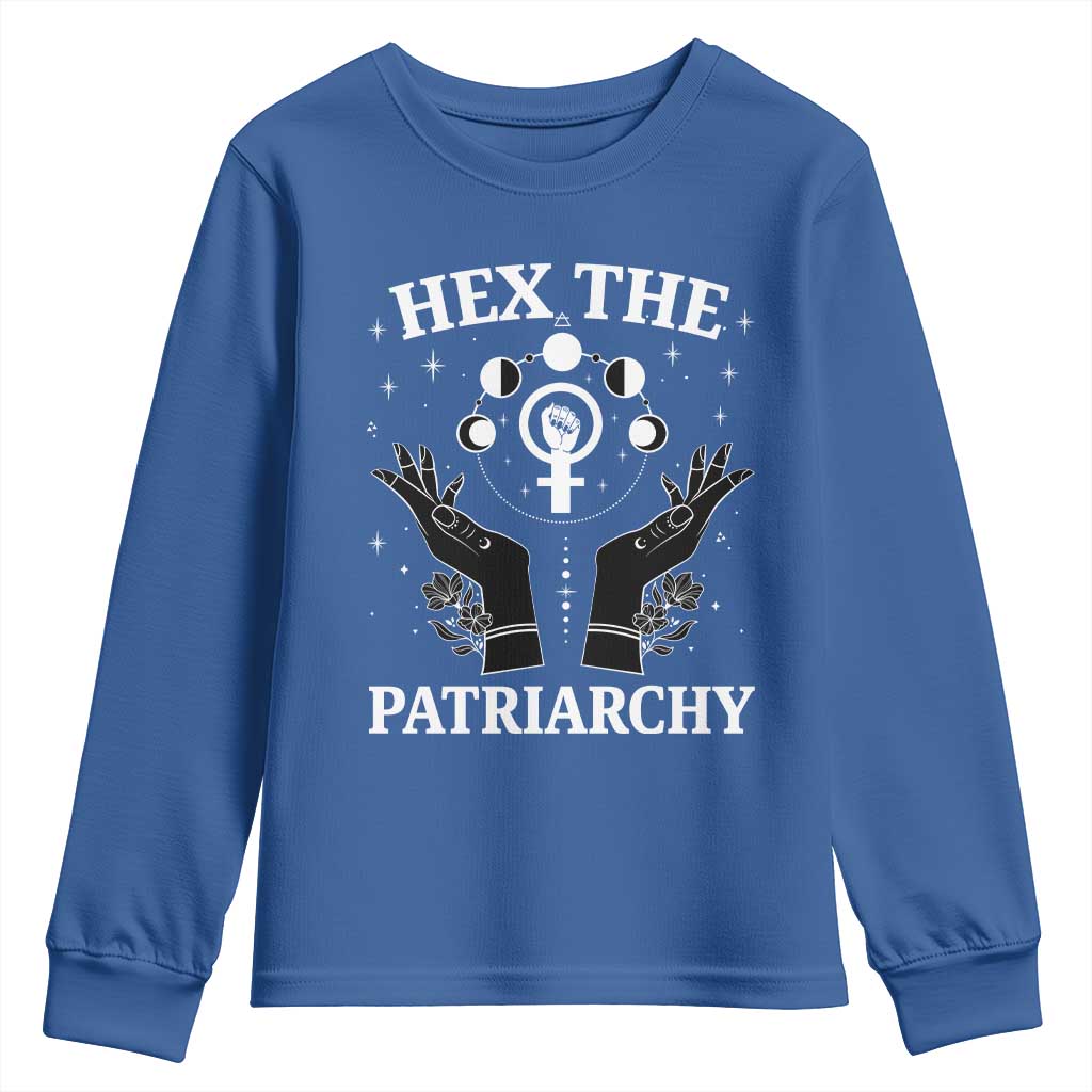 Hex The Patriarchy Youth Sweatshirt Feminist Witch Female Symbol