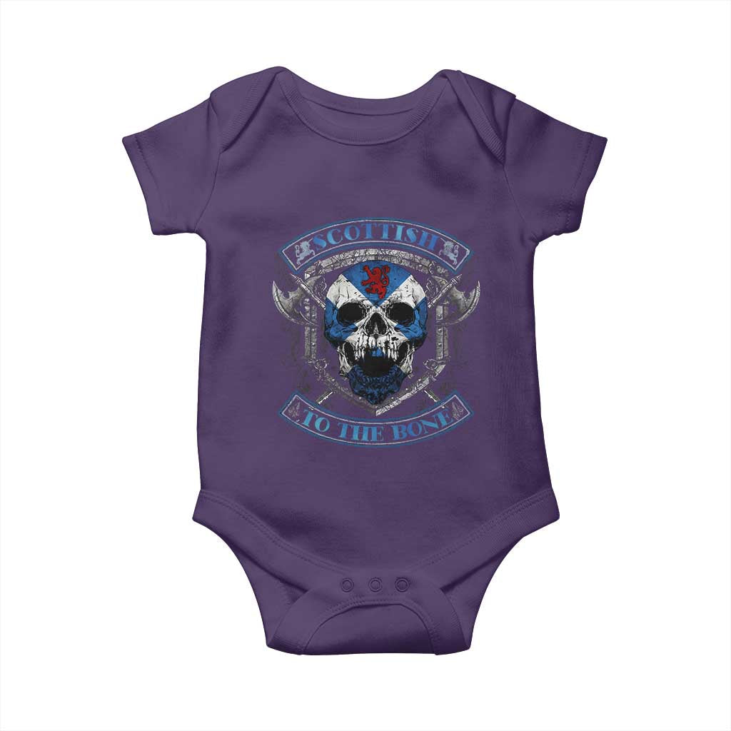 Funny Scottish Viking Baby Onesie Scottish To The Bone Vintage Scottish Lion Rampant Flag Skull