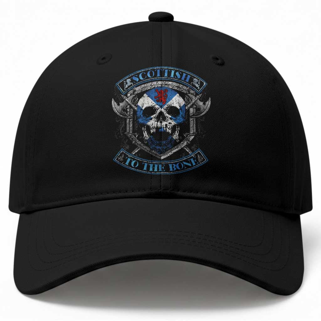 Funny Scottish Viking Baseball Cap Scottish To The Bone Vintage Scottish Lion Rampant Flag Skull