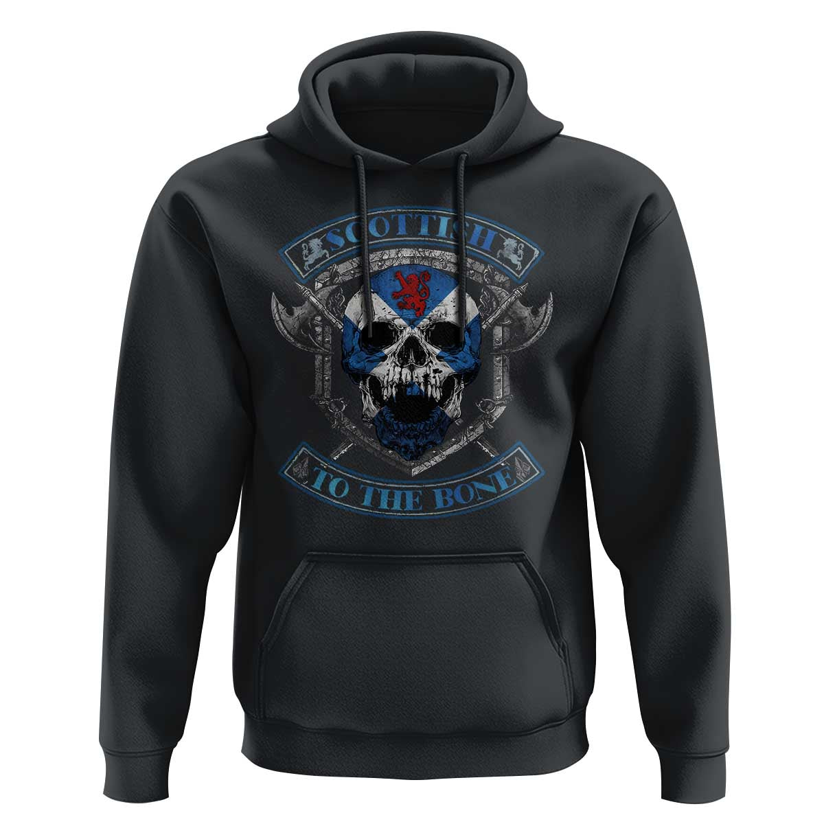 Funny Scottish Viking Hoodie Scottish To The Bone Vintage Scottish Lion Rampant Flag Skull