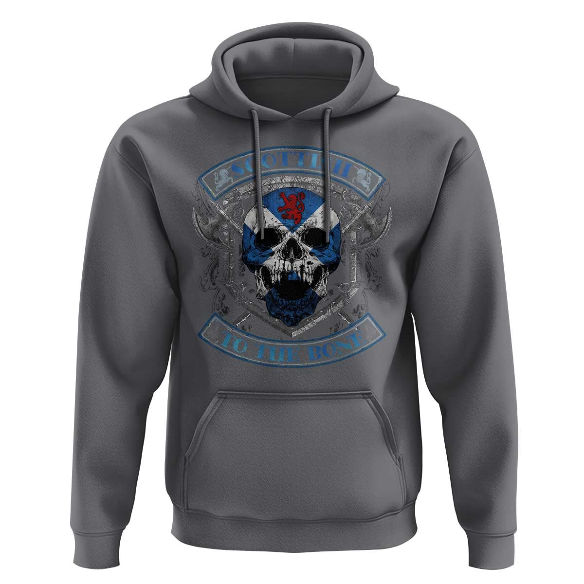 Funny Scottish Viking Hoodie Scottish To The Bone Vintage Scottish Lion Rampant Flag Skull