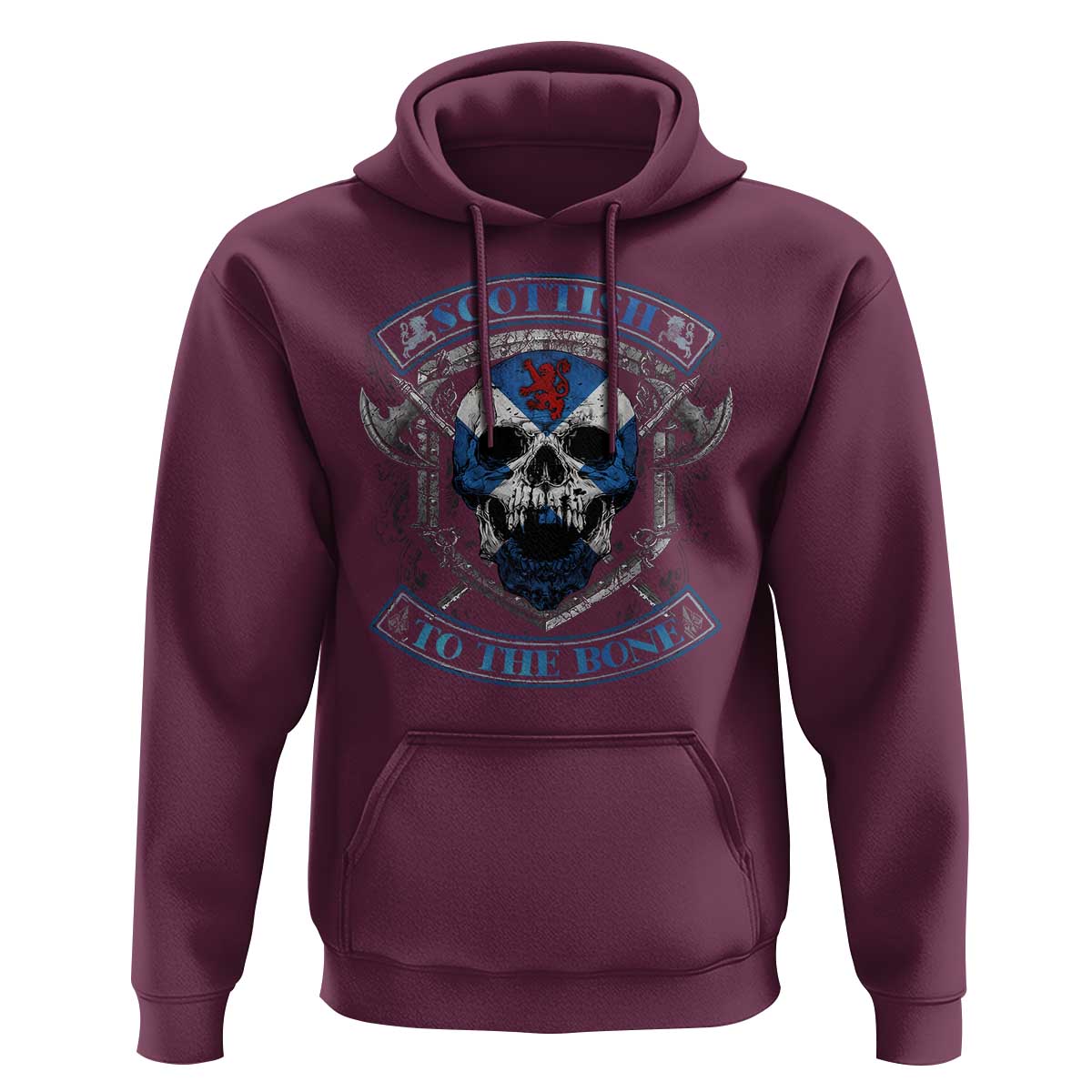 Funny Scottish Viking Hoodie Scottish To The Bone Vintage Scottish Lion Rampant Flag Skull