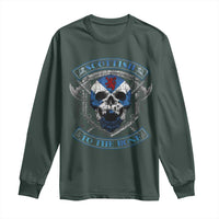 Funny Scottish Viking Long Sleeve Shirt Scottish To The Bone Vintage Scottish Lion Rampant Flag Skull