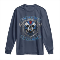 Funny Scottish Viking Long Sleeve Shirt Scottish To The Bone Vintage Scottish Lion Rampant Flag Skull