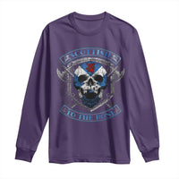 Funny Scottish Viking Long Sleeve Shirt Scottish To The Bone Vintage Scottish Lion Rampant Flag Skull