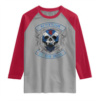 Funny Scottish Viking Raglan Shirt Scottish To The Bone Vintage Scottish Lion Rampant Flag Skull