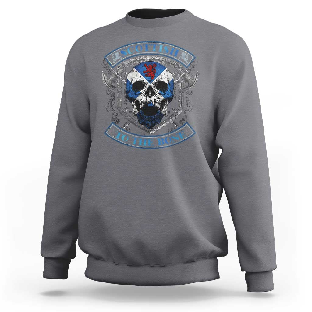Funny Scottish Viking Sweatshirt Scottish To The Bone Vintage Scottish Lion Rampant Flag Skull