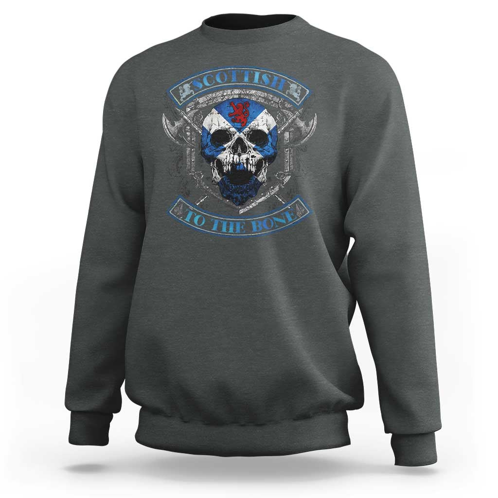 Funny Scottish Viking Sweatshirt Scottish To The Bone Vintage Scottish Lion Rampant Flag Skull