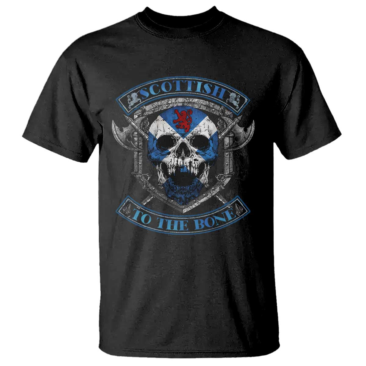 Funny Scottish Viking T Shirt Scottish To The Bone Vintage Scottish Lion Rampant Flag Skull