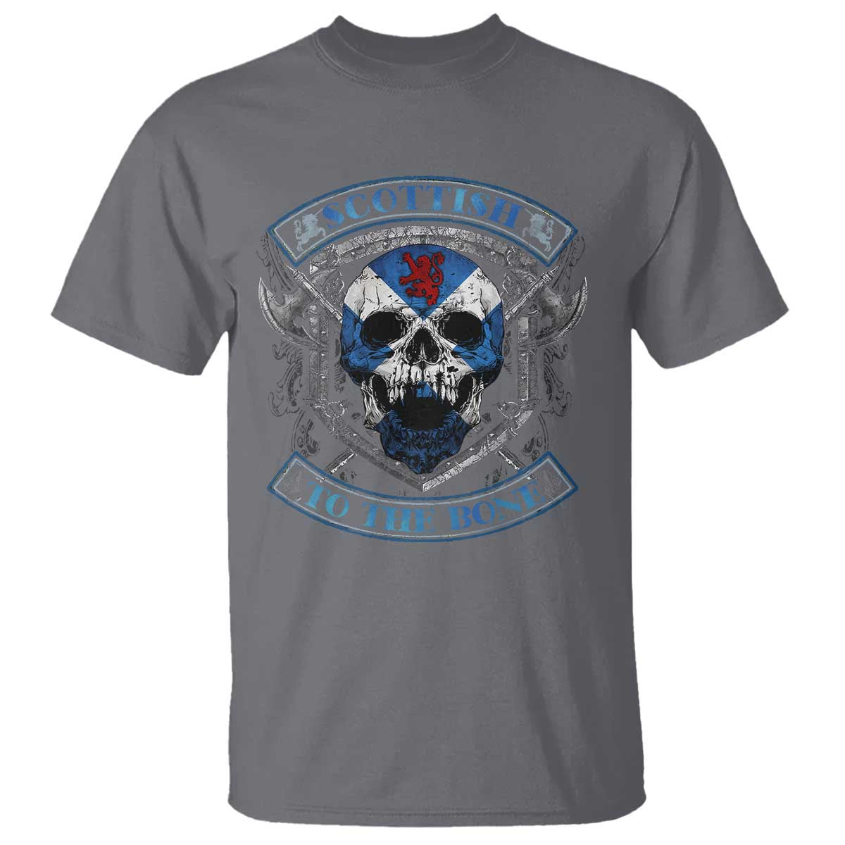 Funny Scottish Viking T Shirt Scottish To The Bone Vintage Scottish Lion Rampant Flag Skull