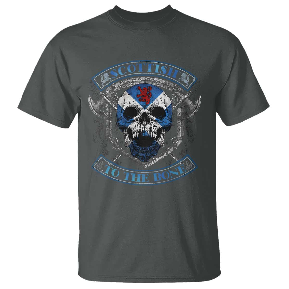 Funny Scottish Viking T Shirt Scottish To The Bone Vintage Scottish Lion Rampant Flag Skull