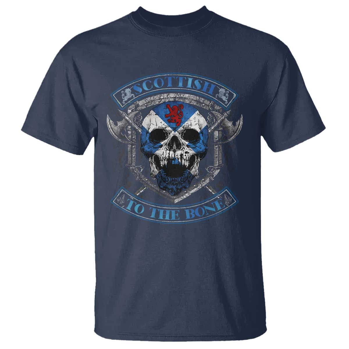 Funny Scottish Viking T Shirt Scottish To The Bone Vintage Scottish Lion Rampant Flag Skull