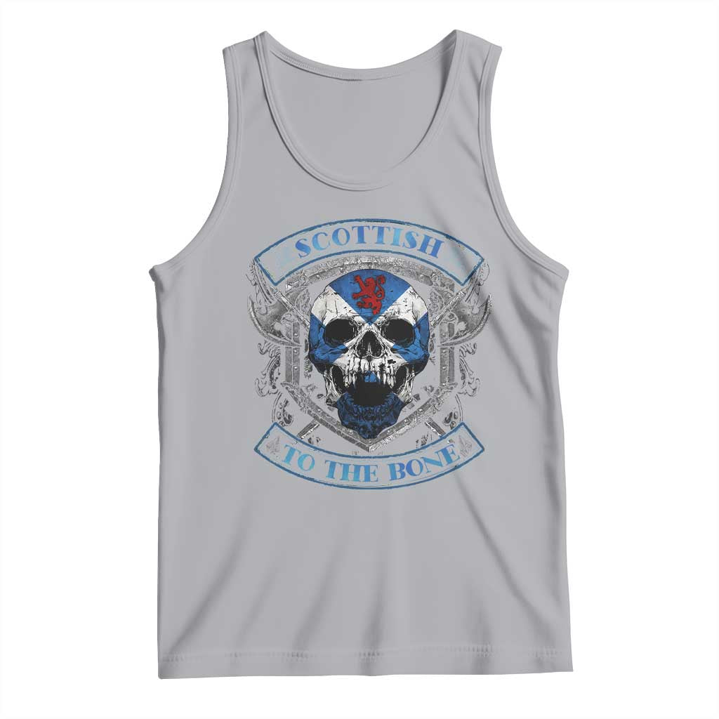 Funny Scottish Viking Tank Top Scottish To The Bone Vintage Scottish Lion Rampant Flag Skull