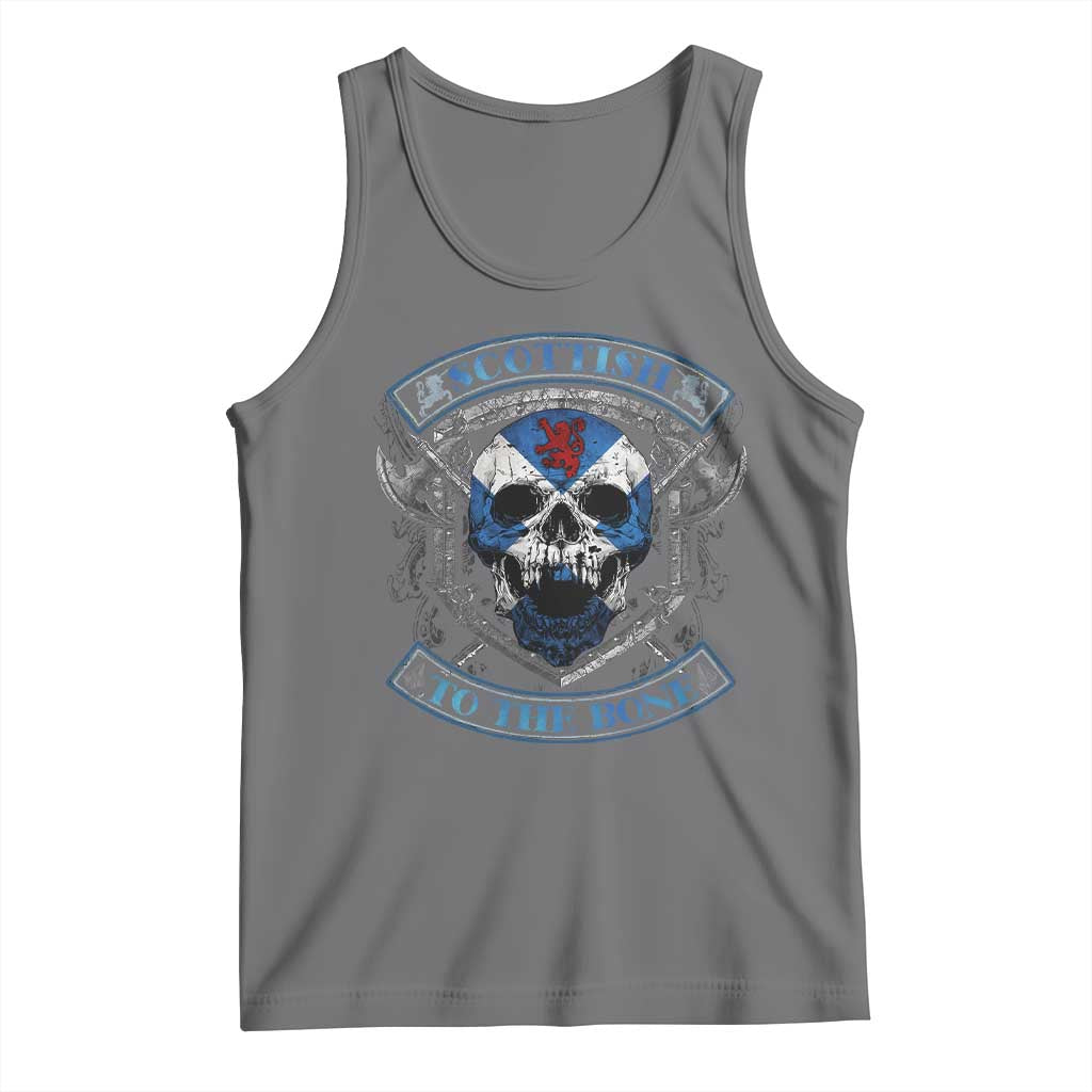 Funny Scottish Viking Tank Top Scottish To The Bone Vintage Scottish Lion Rampant Flag Skull