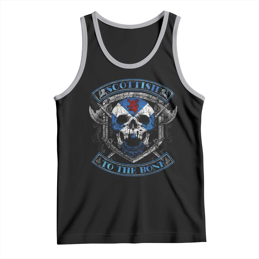 Funny Scottish Viking Tank Top Scottish To The Bone Vintage Scottish Lion Rampant Flag Skull