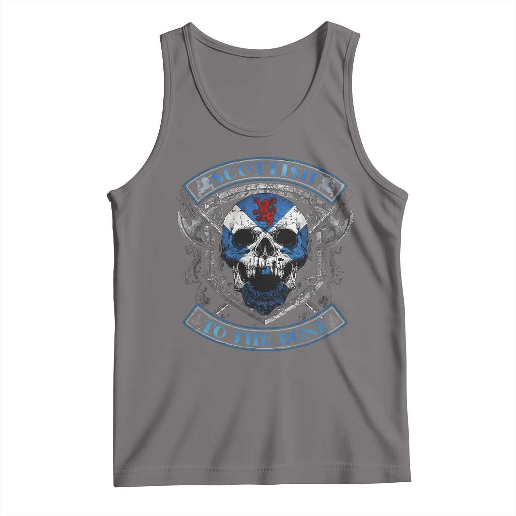 Funny Scottish Viking Tank Top Scottish To The Bone Vintage Scottish Lion Rampant Flag Skull