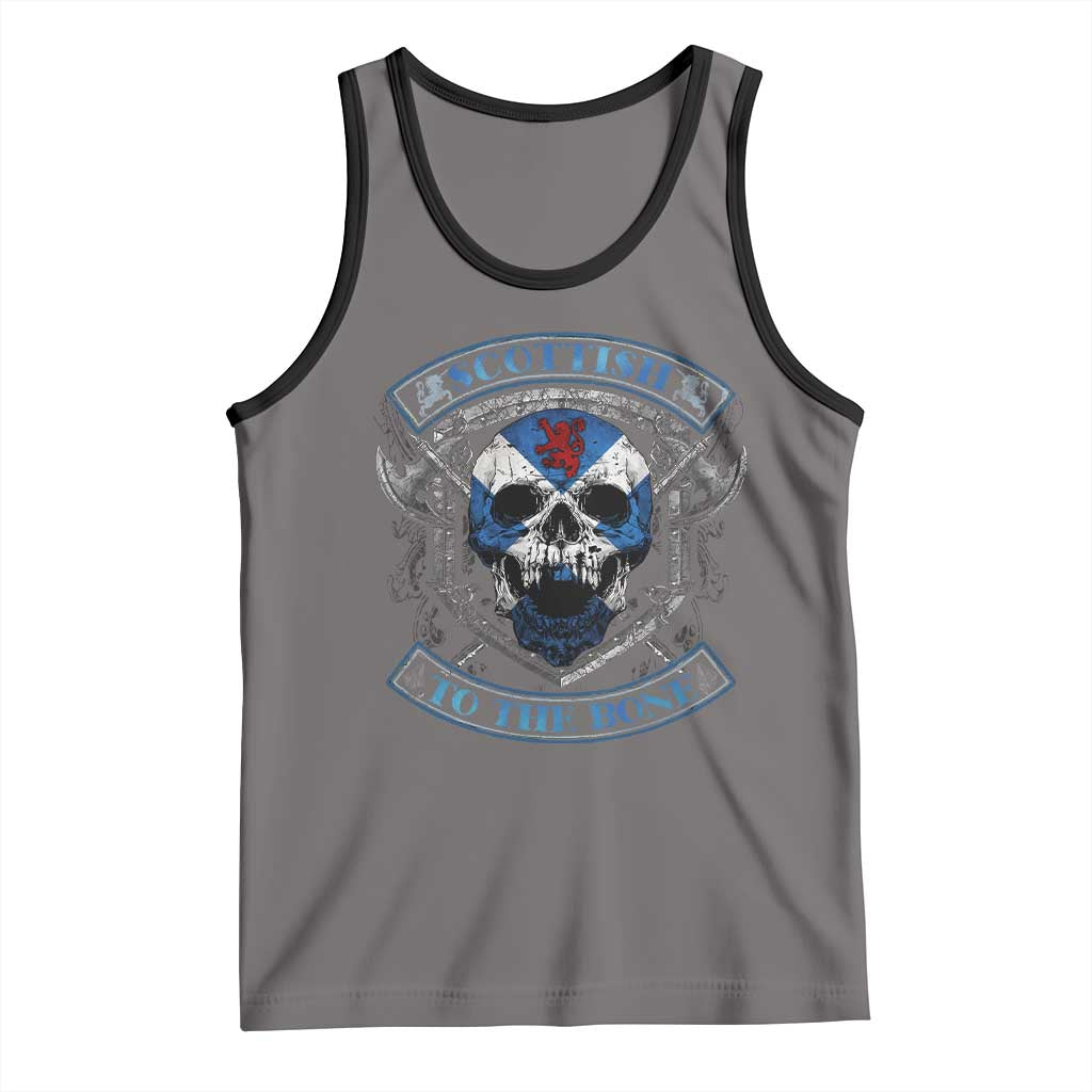 Funny Scottish Viking Tank Top Scottish To The Bone Vintage Scottish Lion Rampant Flag Skull