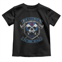 Funny Scottish Viking Toddler T Shirt Scottish To The Bone Vintage Scottish Lion Rampant Flag Skull